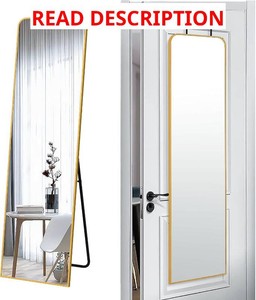 57x16 Full Length Mirror Floor Stand,Over the Door,Wall Mounted Gold