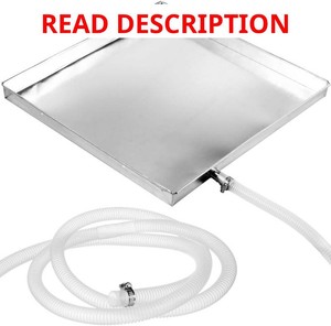 DOITOOL Air Conditioner Drip Pan with Hose 6.5 Feet, Stainless Steel Portable AC Drain Tray Window AC Water Catcher for Condensate Unit, 15.72x15.72 Inches