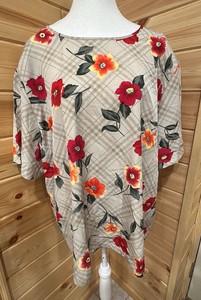 Kathie Lee Brand-Womens-Short Sleeved Floral Shirt-Size 22W