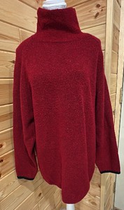 Sigred Olsen Sport-Womens-Burgundy Turtleneck Sweater with Black Accent Cuffs on Sleeves. Size 2X