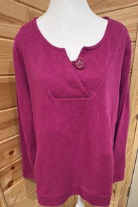 Essentials-Womens- Magenta Long-Sleeve Pullover Sweatshirt Size 2X
