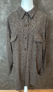 Casual Corner Womens-Brown Textured Button-Down Long Sleeve Shirt Jacket. Size 22W