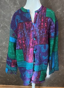Vintage Phool-Womens-Quilted Cotton Color Block Jacket. Size 2X