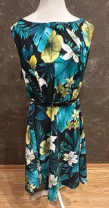 Signature Darby Tropical Floral Fit & Flare Sleeveless Dress-Size 18W