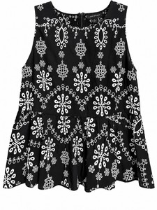 Lane Bryant-Black & White Embroidered Sleeveless Peplum Top - Size 16