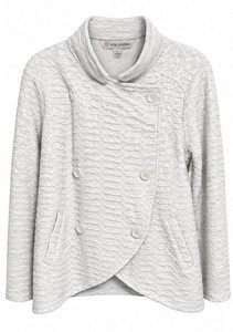 Erin London Womens White Textured Button Front Jacket-Large