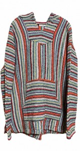 Multicolor Striped Baja Hooded Pullover Sweater Tunic