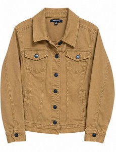 Relativity Womens Tan Denim Trucker Jacket Button Front Plus Size 2X