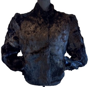 Bermans Brand - Womens Black Genuine Rabbit Fur Coat. Size Small.
