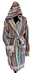 Womens Soft Cotton Colorful Robe Soft Hooded Lounge Wear, Size LXL