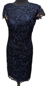 Night Luxe Brand - Womens - Blue Patra Viennese Lace Formal Sheath Dress - Size 8