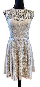 Betsy & Adam Brand - Womens Silver Lace A-Line Cocktail Dress. Size 14