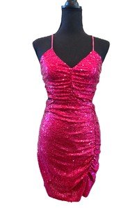 Windsor Brand - Womens Hot Pink Sequin Mini Dress. Size Medium