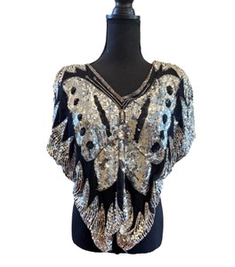 A&A Enterprises Brand - Womens vintage 80s sequin butterfly top. Size Medium