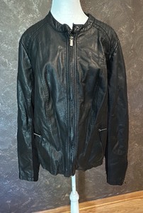Maurices Brand-Womens-Black-Basic Faux Leather-Jacket-Size 3