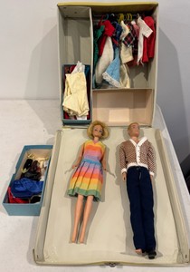 1962 Mattel Ken Doll Vinyl Carrying Case Full w Ken & Barbie