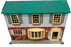 Vintage Wolverine Lithographed Tin Two-Story Dollhouse