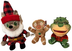 Lot of 3 Holiday Plaid Plush Toys - Great Wolf Lodge & Kidrobot