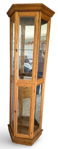 Tall Wood & Glass Curio Display Cabinet