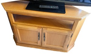 Oak Corner TV Stand  Entertainment Cabinet