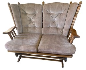 Wood Double Glider Loveseat with Cushions