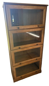 Wood Barrister-Style Glass Door Bookcase  Display Cabinet