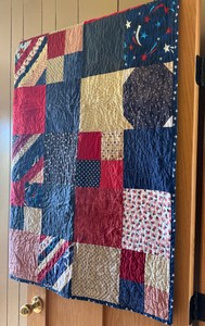 Handmade Patriotic Patchwork Quilt Throw