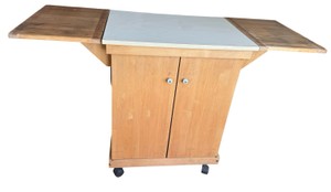 Rolling Drop-Leaf Kitchen Cart  Serving Cabinet