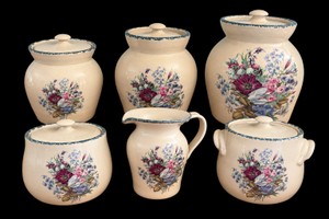 Vintage Floral Ceramic Kitchen Set  6 Pieces