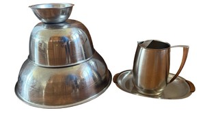 Stainless Bowls, Pitcher and Platter