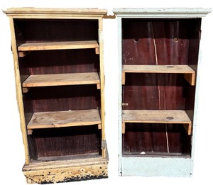 Pair of Vintage Primitive Wood Shelving Cabinets