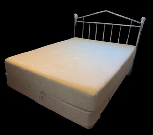 Metal Bed Frame with Decorative Gold Headboard
