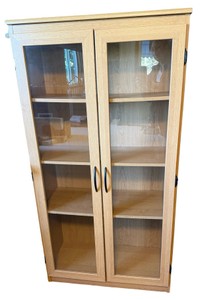 Light Wood Glass Door Display Cabinet  Bookcase