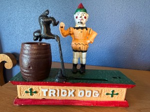 Vintage Cast Iron Trick Dog Mechanical Coin Bank