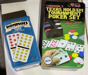 Cardinal Games Dominoes & Texas Holdem Poker Set Lot