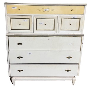 Vintage Painted Highboy Dresser  Chest of Drawers with Small Storage Drawers