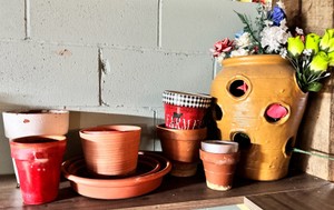 Assorted Vintage Terracotta Flower Pots & Strawberry Planter