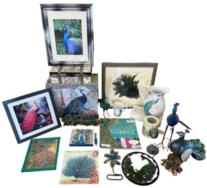 Peacock Dcor Collection  Framed Art, Figurines, Pitcher, Books & Decorative Accents