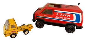 Vintage Tonka A.J. Foyt Racing Team Van & Yellow Tonka Truck