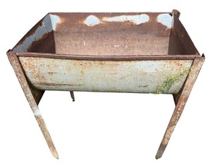 Vintage Galvanized Metal Utility Wash Tub on Stand  Rustic Farmhouse
