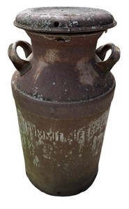 Vintage Metal Milk Can with Lid & Handles  Rustic Farmhouse Dairy Can