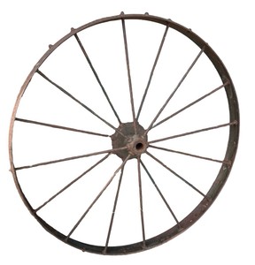 Antique Large Iron Implement Wheel  Farm Machinery  Architectural Salvage