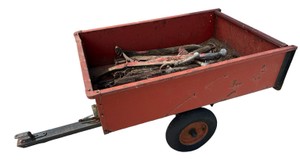 Red Utility Garden Cart  Pull-Behind Trailer with Contents
