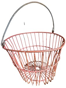 Vintage Red Wire Egg Gathering Basket  Farmhouse Dcor