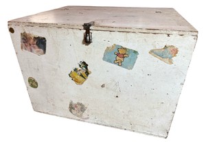 Vintage Handmade Wooden Storage Box Made with Repurposed Road Signs