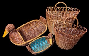 Vintage Wicker Basket Lot  Duck Baskets & Handled Storage Baskets