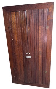 Antique Primitive Wooden Storage Cupboard with Shelves