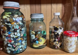 Large Vintage Button Collection  Mason Jars Full of Assorted Sewing Buttons