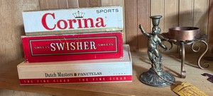 Vintage Cigar Box & Metal Dcor Lot