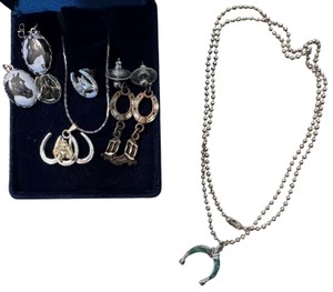 Western Cowboy Jewelry Lot  Horseshoe Necklaces & Assorted Earrings